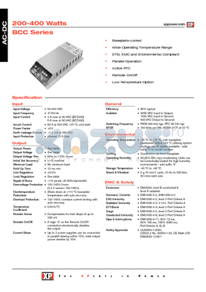 BCC200PS05 datasheet - AC-DC Power Supplies