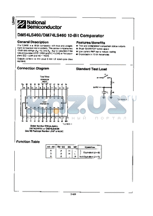 DM74LS460J datasheet - 10-Bit Comparator