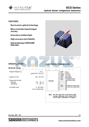 BCD-4000-804 datasheet - Optical blood component detectors