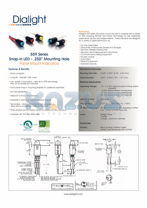 559-0103-007F datasheet - 559 Series Snap-in LED - .250 Mounting Hole