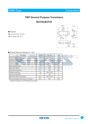 BCF29 datasheet - PNP General Purpose Transistors