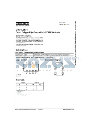 DM74LS574N datasheet - Octal D-Type Flip-Flop with 3-STATE Outputs