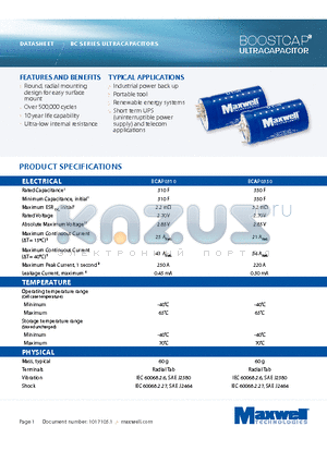 BCAP0310 datasheet - Round, radial mounting design for easy surface mount