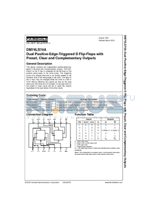 DM74LS74AN datasheet - Dual Positive-Edge-Triggered D Flip-Flops with Preset, Clear and Complementary Outputs