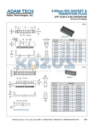 2FTR-22 datasheet - 2.00mm IDC SOCKET & TRANSITION PLUG