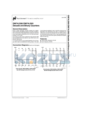 DM74LS90M datasheet - Decade and Binary Counters