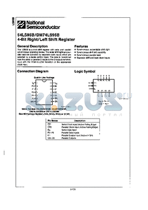 DM74LS95BN datasheet - 4-BIR RIGHT/LEFT SHIFT REGISTER
