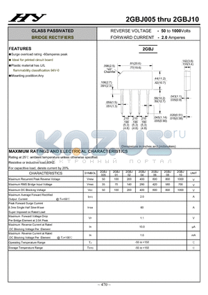2GBJ02 datasheet - GLASS PASSIVATED BRIDGE RECTIFIERS
