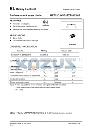 BZT52C15S datasheet - Surface mount zener diode