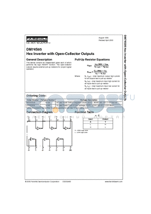 DM74S05M datasheet - Hex Inverter with Open-Collector Outputs