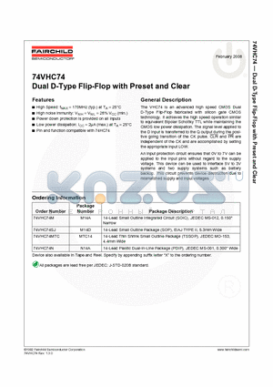 74VHC74M_08 datasheet - Dual D-Type Flip-Flop with Preset and Clear