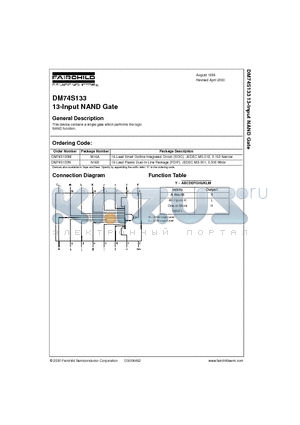 DM74S133M datasheet - 13-Input NAND Gate