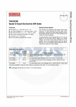 74VHC86M_08 datasheet - Quad 2-Input Exclusive-OR Gate