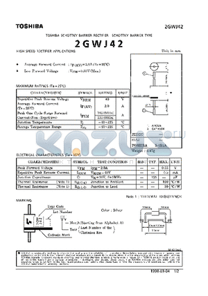 2GWJ42 datasheet - SCHOTTKY BARRIER RECTIFIER (HIGH SPEED RECTIFIER APPLICATIONS)