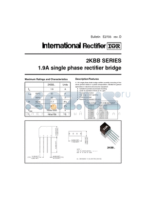 2KBB10 datasheet - 2KBB SERIES 1.9A single phase rectifier bridge