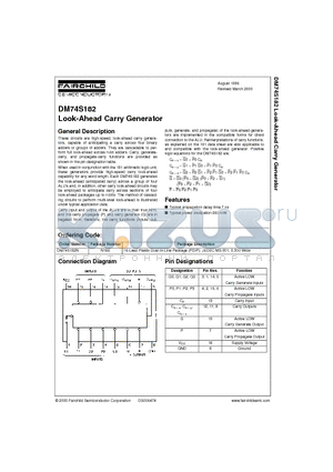 DM74S182N datasheet - Look-Ahead Carry Generator