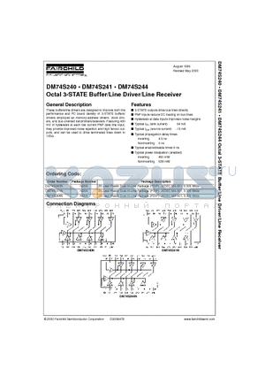 DM74S240N datasheet - Octal 3-STATE Buffer/Line Driver/Line Receiver