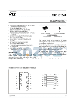 74VHCT04A datasheet - HEX INVERTER