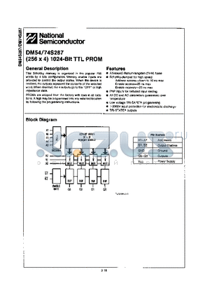 DM74S287AJ datasheet - (256 x 4) 1024-BIT TTL PROM