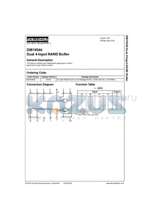 DM74S40 datasheet - Dual 4-Input NAND Buffer