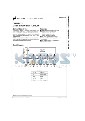 DM74S473N datasheet - (512 x 8) 4096-Bit TTL PROM