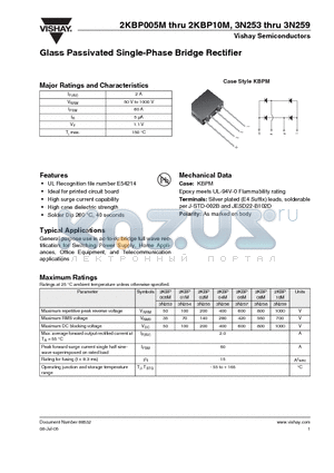 2KBP02M datasheet - Glass Passivated Single-Phase Bridge Rectifier