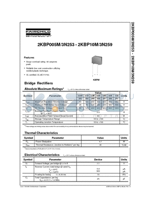 2KBP02M/3N255 datasheet - 2.0 Ampere Bridge Rectifiers