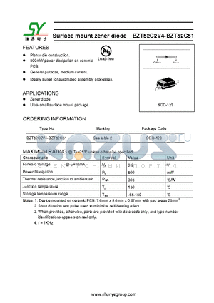 BZT52C22 datasheet - Surface mount zener diode