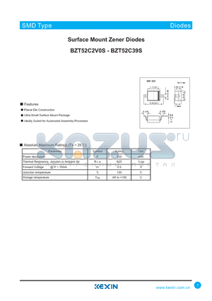 BZT52C22S datasheet - Surface Mount Zener Diodes