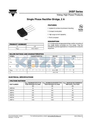 2KBP10 datasheet - Single Phase Rectifier Bridge, 2 A