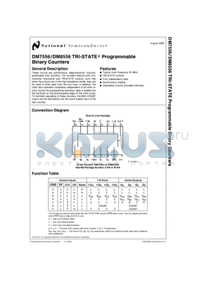 DM8556 datasheet - TRI-STATE Programmable Binary Counters