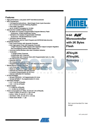 ATTINY26-16MU datasheet - 8-bit Microcontroller with 2K Bytes Flash