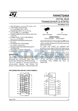 74VHCT245AM datasheet - OCTAL BUS TRANSCEIVER 3-STATE