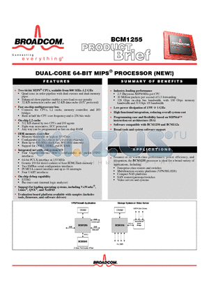 BCM1480 datasheet - DUAL-CORE 64-BIT MIPS PROCESSOR