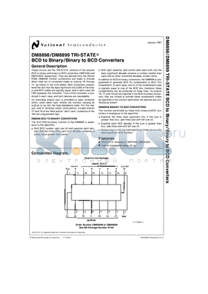 DM8899 datasheet - TRI-STATE BCD to Binary/Binary to BCD Converters