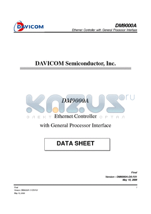 DM9000A datasheet - Ethernet Controller with General Processor Interface