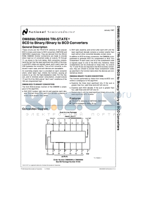 DM8899N datasheet - TRI-STATE BCD to Binary/Binary to BCD Converters