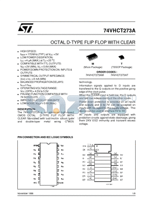 74VHCT273AM datasheet - OCTAL D-TYPE FLIP FLOP WITH CLEAR