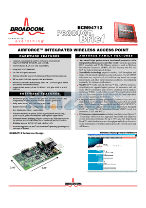 BCM2050 datasheet - AIRFORCE INTERGRATED WIRELESS ACESS POINT