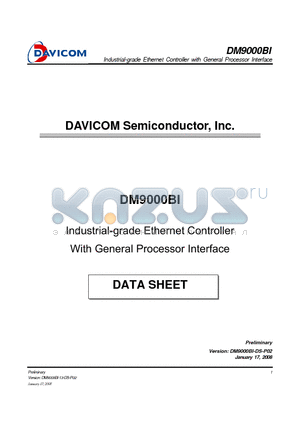 DM9000BIEP datasheet - Industrial-grade Ethernet Controller with General Processor Interface
