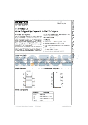 74VHCT374 datasheet - Octal D-Type Flip-Flop with 3-STATE Outputs