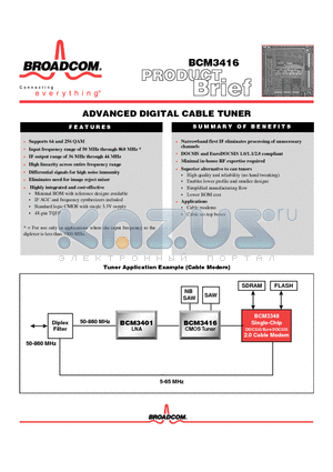 BCM3401 datasheet - ADVANCED DIGITAL CABLE TUNER