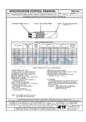 55A1141-16- datasheet - FOUR CONDUCTIOR CABLE SHIELDED JACKETED GENERAL PURPOSE . 600 VOLT