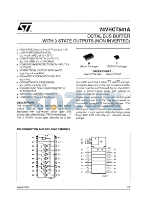 74VHCT41AT datasheet - OCTAL BUS BUFFER WITH 3 STATE OUTPUTS NON INVERTED