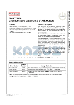 74VHCT540AM datasheet - Octal Buffer/Line Driver with 3-STATE Outputs