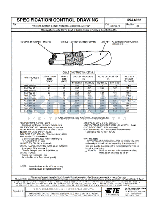 55A1822-18 datasheet - TWO CONDUCTOR CABLE, SHIELDED, JACKETED, 600 VOLT