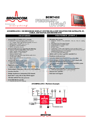 BCM3510 datasheet - AVC/MPEG-2/VC-1 HD DECODE/SD DISPLAY SYSTEM-ON-A-CHIP SOLUTION FOR SATELLITE, IP, CABLE, AND WATCH-AND-RECORD DVR