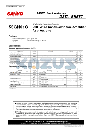 55GN01C datasheet - UHF Wide-band Low-noise Amplifier Applications
