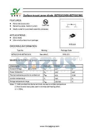 BZT52C2V7S datasheet - Surface mount zener diode