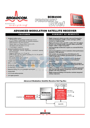 BCM4500_03 datasheet - ADVANCED MODULATION SATELLITE RECEIVER